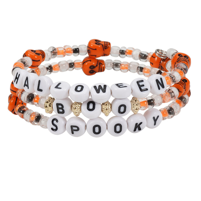 Wholesale Halloween Letter HALLOWEEN BOO SPOOKY Bead Soft Ceramic Bracelet JDC-BT-Xiny063