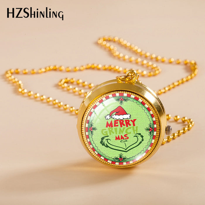 Wholesale Alloy Christmas Monster Grinch Rotating Pocket Watch JDC-PH-XiangL002