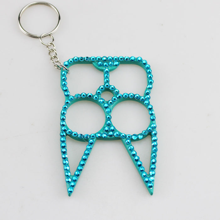Wholesale Black Alloy Rhinestone Self Defense Keychain For Everyday Carry Gift
