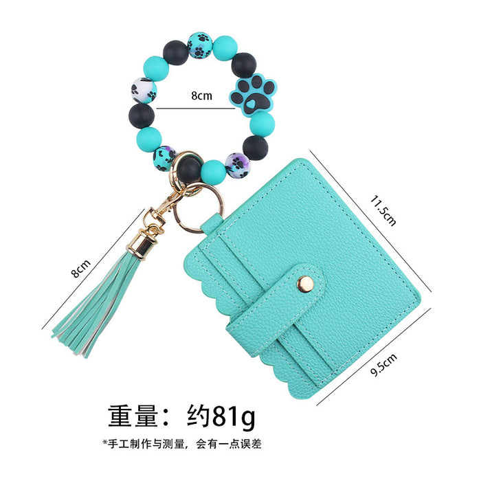 Wholesale Cartoon Dog Claw Card Bag Jewelry Beaded DIY Dog Claw Silicone Bracelet Bracelet Wallet Keychain Pendant