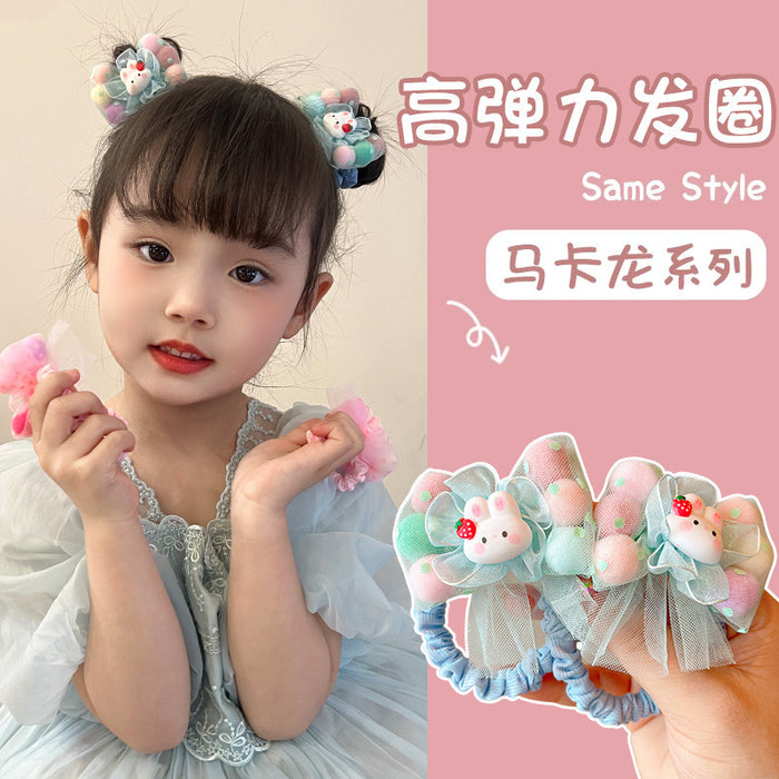 Wholesale Cartoon Flower Hair Ties for Girls Cloth Elastic Ponytail Holders Everyday Styling Accessory