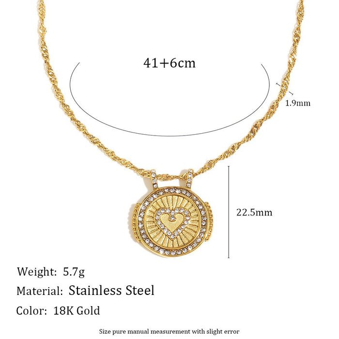 Wholesale Stainless steel jewelry trendy gold plated tarot card square pendant with dripping oil round flower necklace