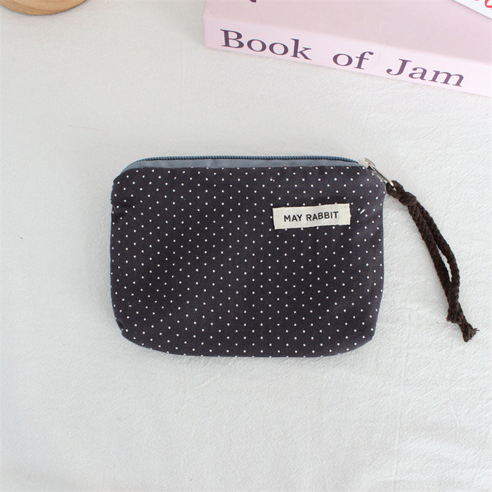 Wholesale Polka Dot Coin Purse Cotton Canvas Drawstring Pouch Stylish Wristlet Bag For Women Everyday Trendy Accessory