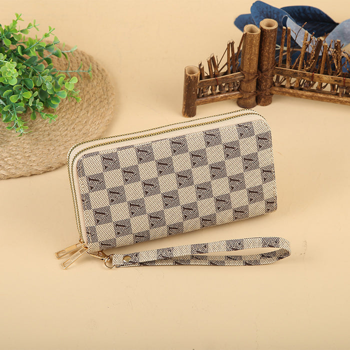 Wholesale Large Capacity Double Zipper PU Wallet JDC-WT-HNG004