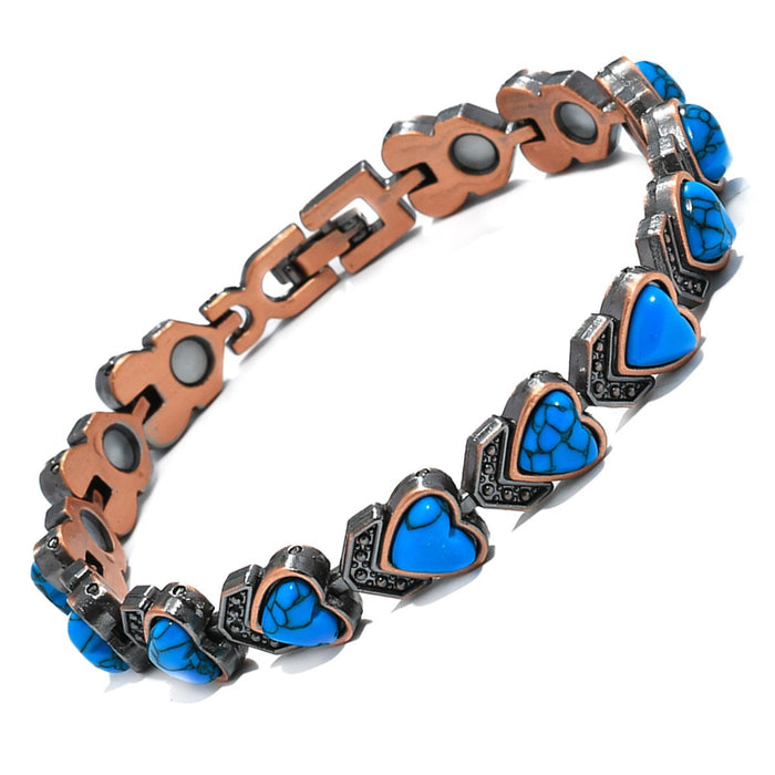 Wholesale Turquoise Magnet Bracelet Antique Red Copper Brushed Retro Bracelet
