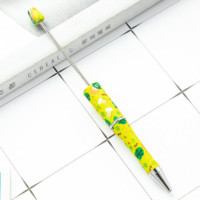 Wholesale St. Patrick's Day Beadable Pens Clover Plastic Pens DIY for Beaded JDC-PN-HuaH003