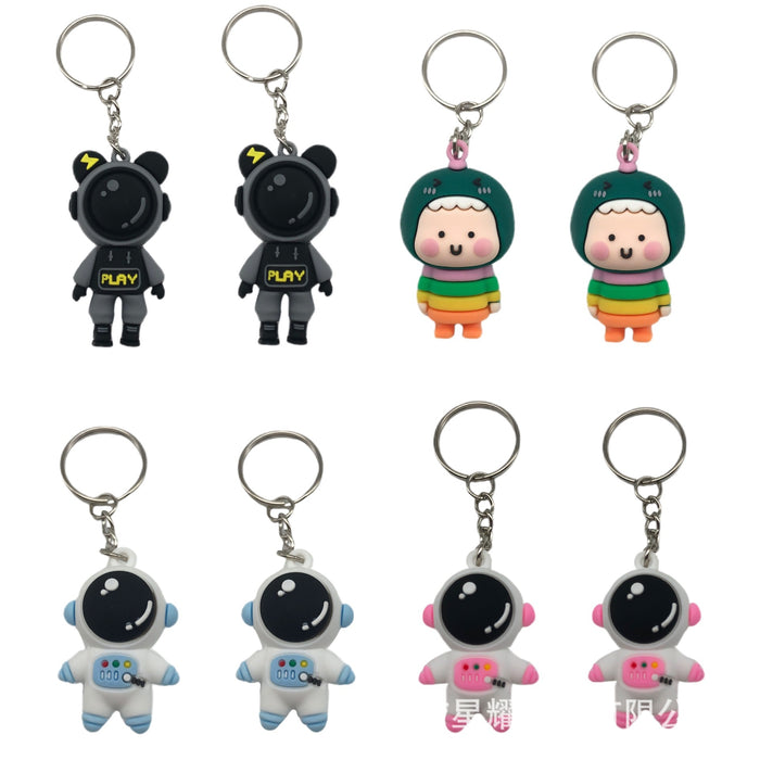 Wholesale Cartoon astronaut keychain 3D astronaut rainbow figurine pendant backpack pendant keychain accessory
