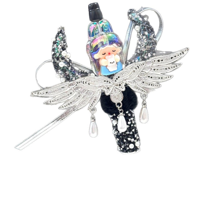Wholesale Silver Finished DIY Dark Angel Wing Tassel Beaded Pen