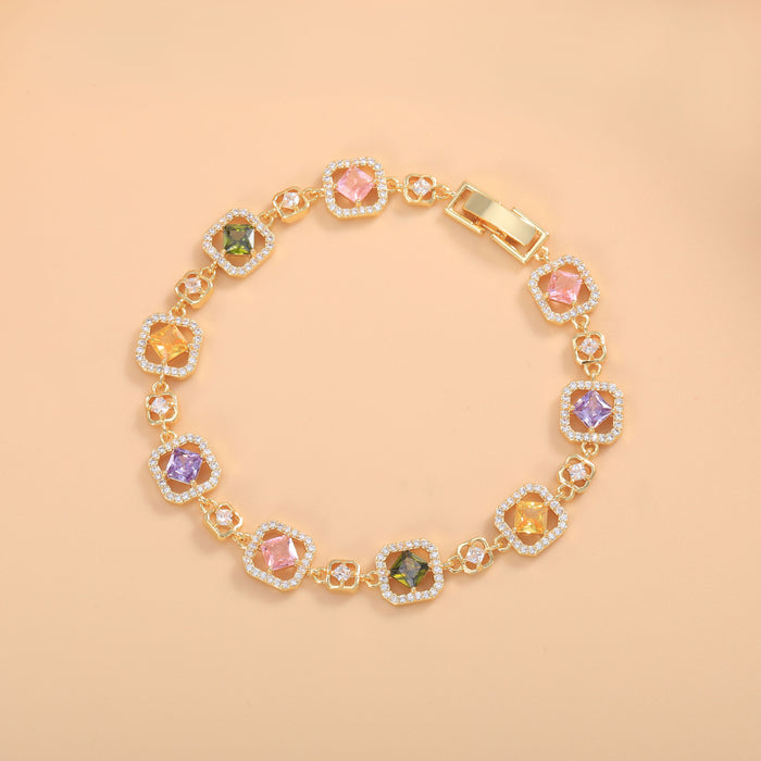 Wholesale Chic Colorful Zircon Women S Bracelet Copper Alloy Electroplated Party Gift Fashion Accessory For Resale