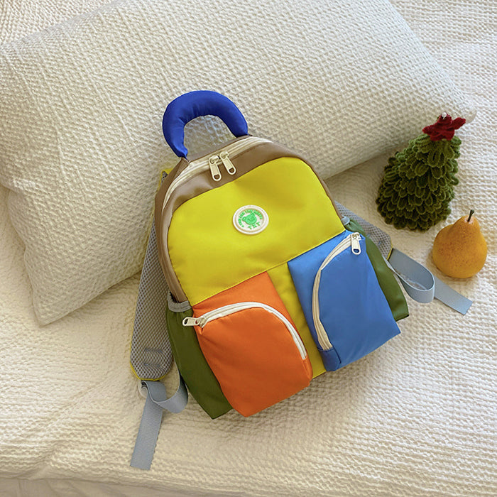 Wholesale Cute children's backpack, ultra light cartoon printed backpack, fashionable contrasting color backpack