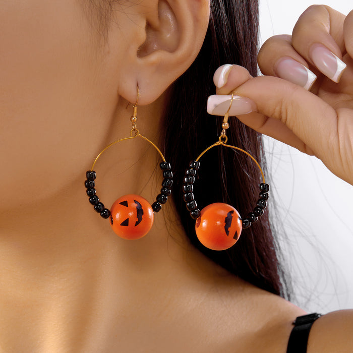 Wholesale Versatill Pumpkin Ghost Crystal Rice Bead Earrings for Women