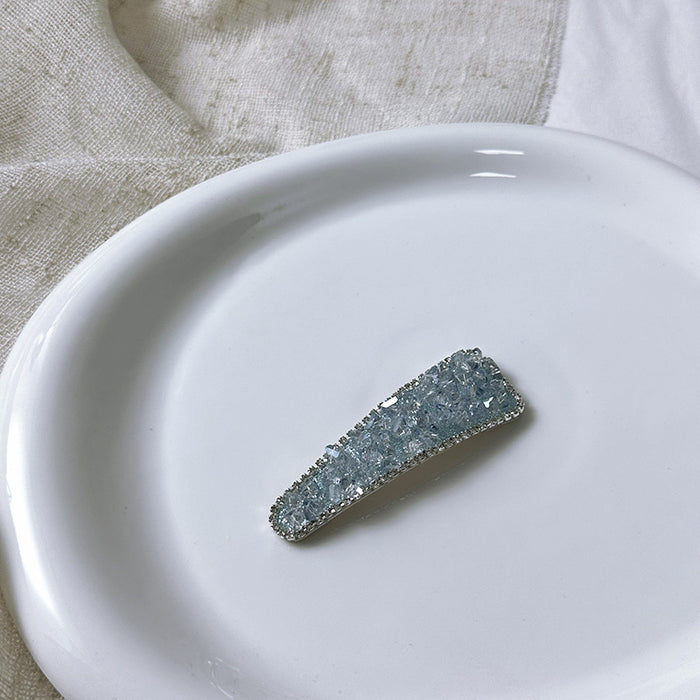 Wholesale Full Diamond Light Amethyst Hairpin Elegant Side Bangs Clip Duckbill Clip Hairpin