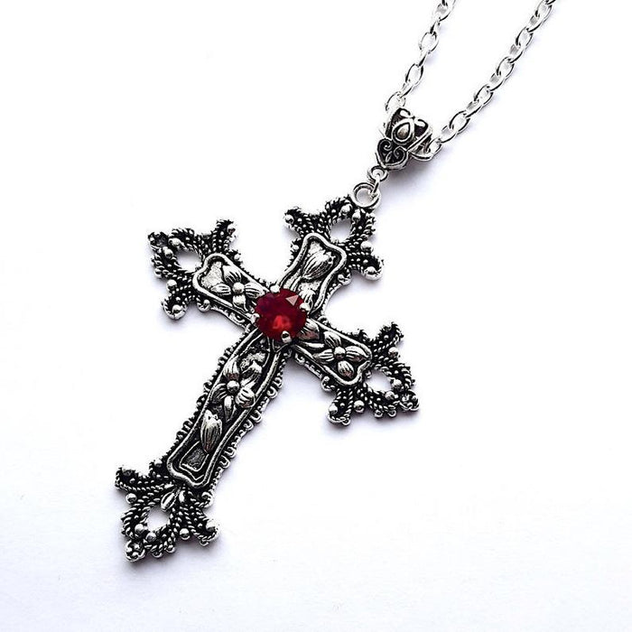 Wholesale Creative Flower Pattern Cross Diamond Necklace