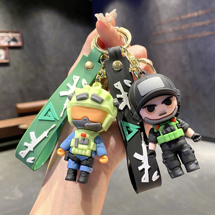 Wholesale Cartoon PVC Delta Action Keychain Bag Charm Game Pendant Student Gift MOQ≥2
