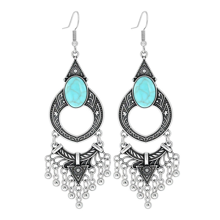 Wholesale Beach Vacation Geometric Alloy Earrings with Turquoise Acrylic Fashion Jewelry MOQ≥2