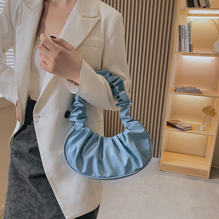 Wholesale New solid color cloud pleated bag, minimalist shoulder bag