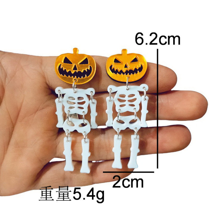 Wholesale  Pumpkin Skull Acrylic Earrings Women Fashion Accessory Boutique Gift