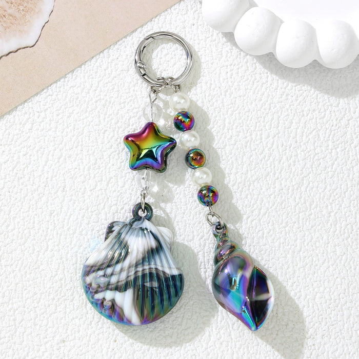 Wholesale Ocean Dream Seashell Keychain Acrylic Blue Cute Fashion Accessory Gift MOQ≥2