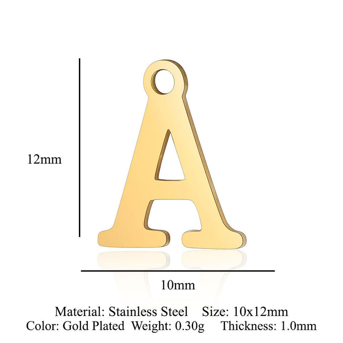 Wholesale 5 Pcs Titanium Steel Letter 26 Gold Capital English Letter Pendants JDC-PT-QZ001