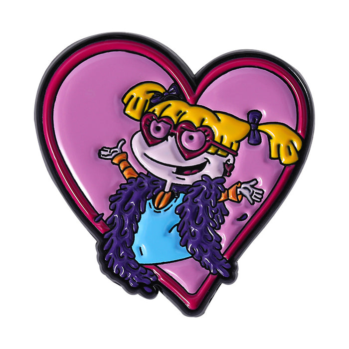 Wholesale Cartoon little girl brooch animation metal badge