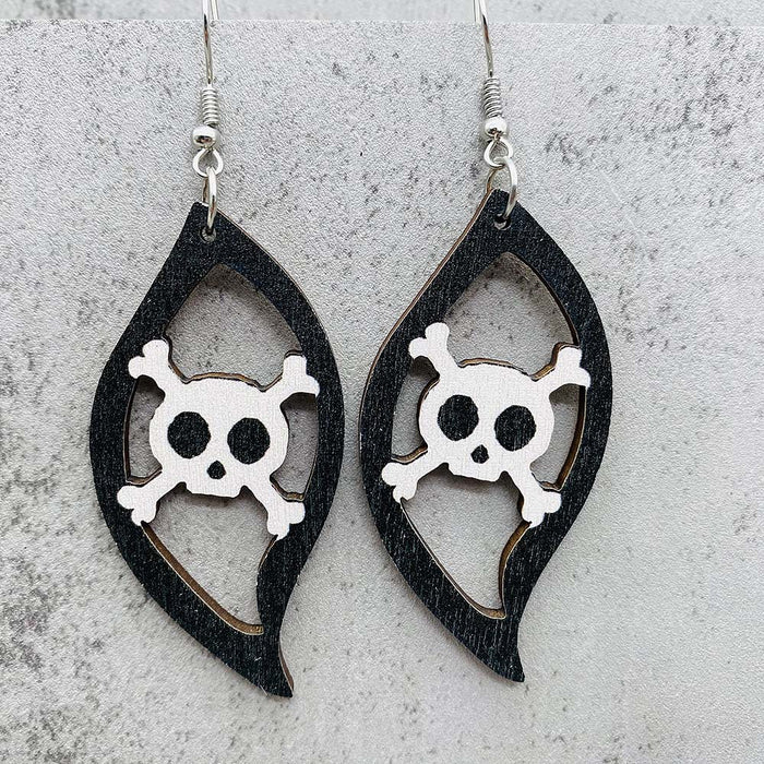 Wholesale  Pumpkin Skull Ghost Earrings  S-Shaped Wooden Earrings  Party Accessories