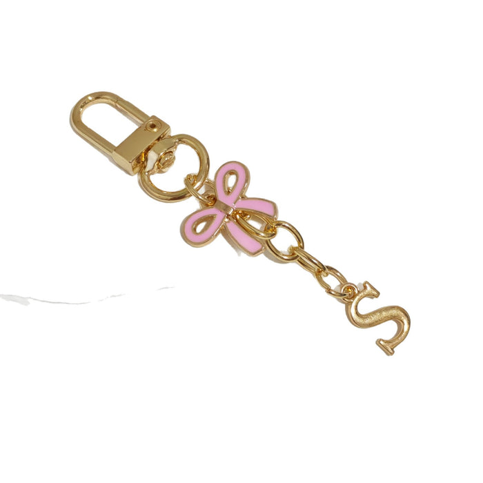 Wholesale Pink bow A-Z keychain alloy accessory