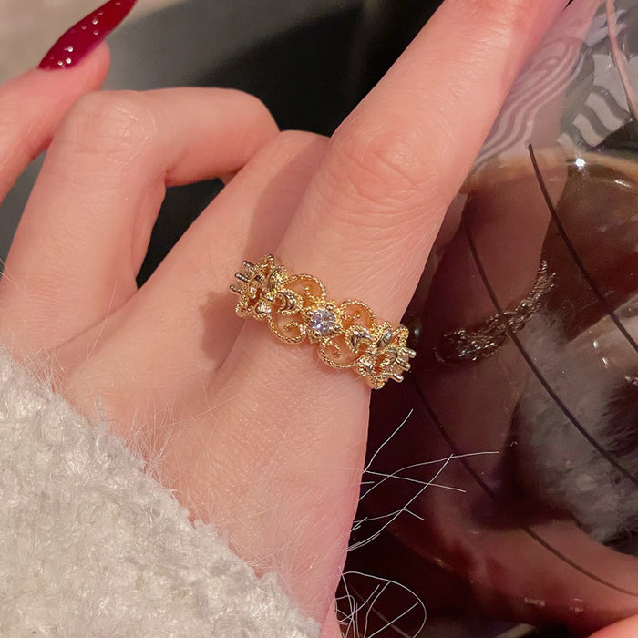Wholesale Vintage Open End Ring with Full Diamond Zirconia Micro Inlay, Unique Design, High End, Personalized Accessory