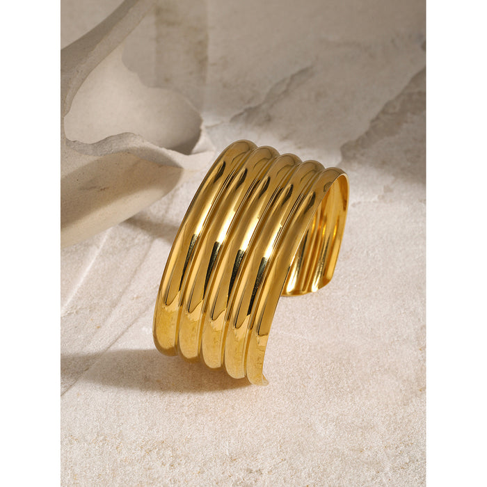 Wholesale 18k Gold Stainless Steel Multi-layer Tube Smooth Open Bracelet JDC-BT-JD111