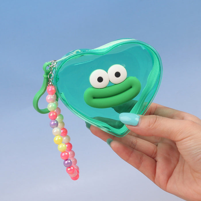 Wholesale Trendy Transparent PVC Coin Purse With Funny Lip Design Blue Pendant For Keys And Lipstick Car Key Accessory