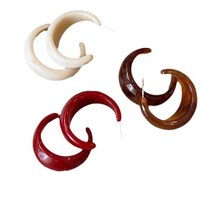 Wholesale Resin earrings for women, exaggerated and unique loop earrings, retro and high-end earrings