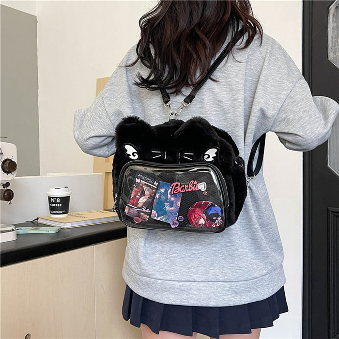 Wholesale Plush PU transparent anime-style backpack/ shoulder bag/ crossbody bag