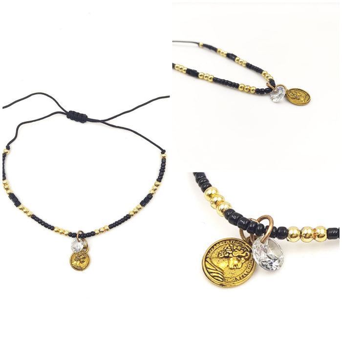 Wholesale   jewelry  anklet retro crystal foot ornaments rice beads simple personality jewelry