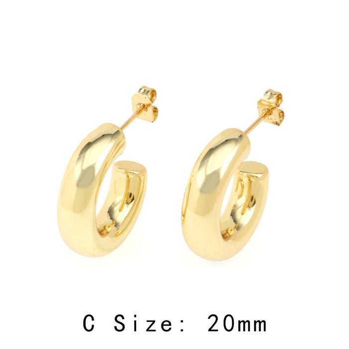 Wholesale Copper Plated 18K Gold Geometric Stud Earrings JDC-ES-TianYi003