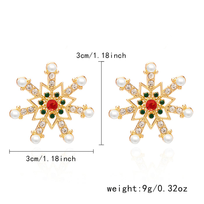 Wholesale Christmas Ornaments Diamond Snowflake Earrings