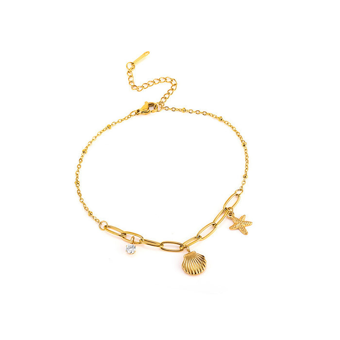 Wholesale Starfish titanium steel anklet,  shell anklet