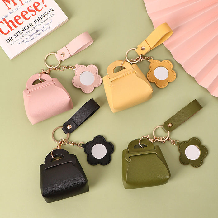 Wholesale Chic PU Wallet Keychain Bag Charm with Mirror Pink Gift for Women