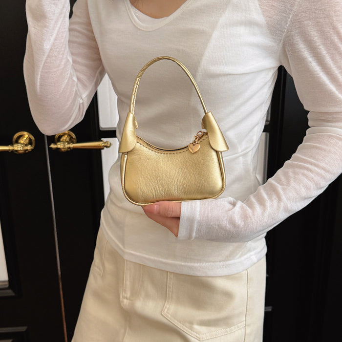 Wholesale Korean Style Solid Color PU Children' s Handbag with Heart Zipper Pull Cute Casual Accessory