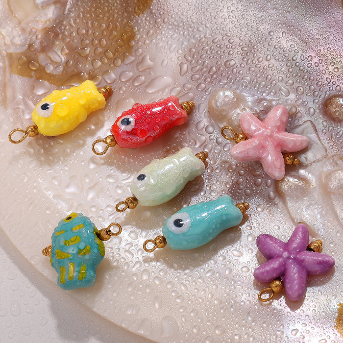 Wholesale Pendant Marine Series Small Fish Starfish Pearl Stainless Steel
