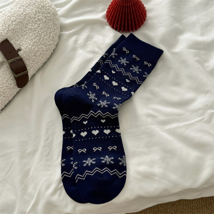 Wholesale Pure cotton socks, children's bow, heart, middle tube, stacked socks, retro style