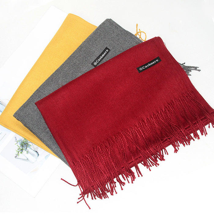 Wholesale New Product Imitation Cashmere Scarf Women's Korean Version Tassel Scarf Fashionable Warm Solid Color Scarf JDC-SF-MC002