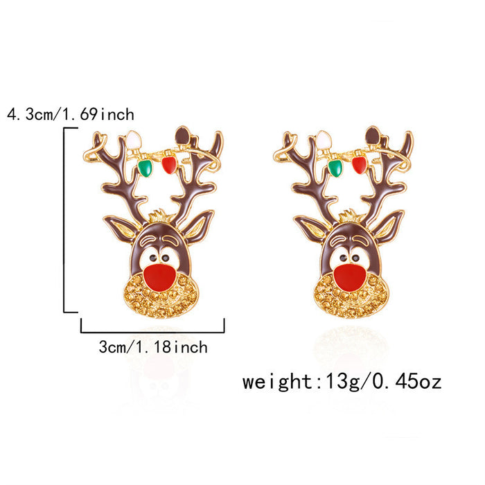 Wholesale Christmas element earrings cartoon full bead snowman earrings inlaid with diamonds light luxury holiday earrings