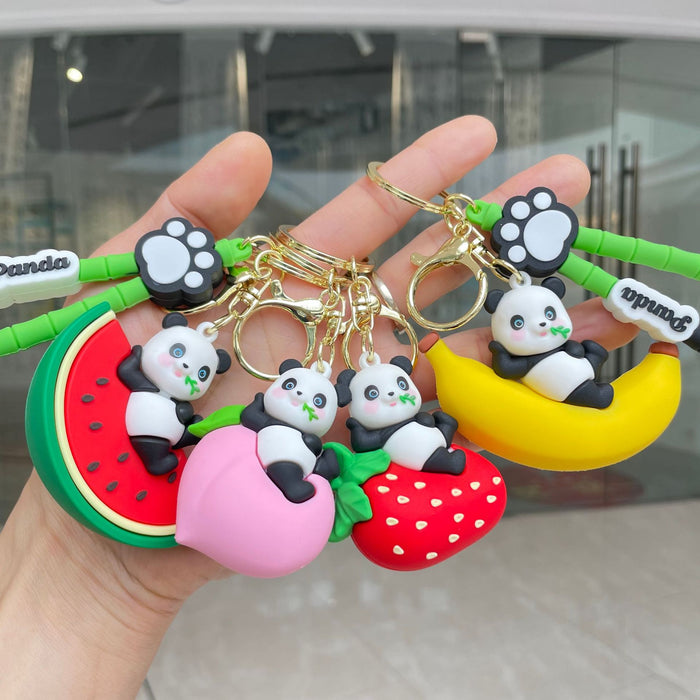 Wholesale Fruit Panda Keychain Keychain Backpack Pendant Doll Grabbing Machine Doll