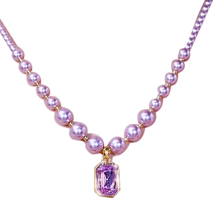 Wholesale Elegant Purple Pearl Fishtail Choker Necklace