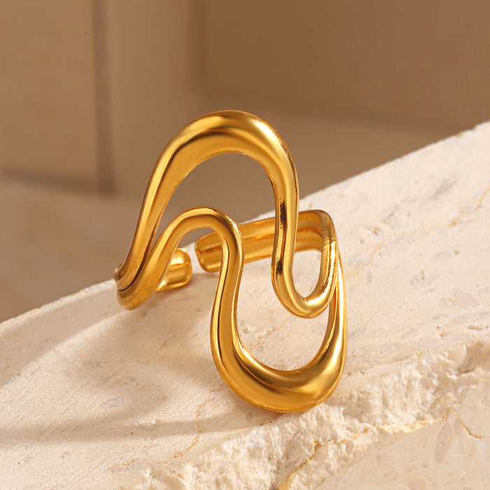 Wholesale Fashionable and trendy stainless steel minimalist style ring with exaggerated gold-plated geometric titanium steel ring wholesale