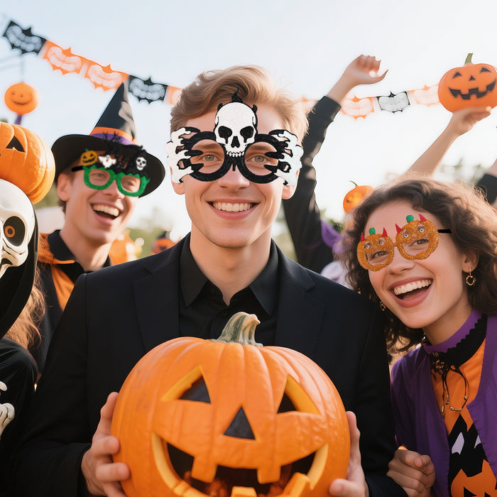Wholesale  Pumpkin Glasses Decoration Photo Props Children' s Ghost Festival Party Dress-up Horror Bat Skull Glasses