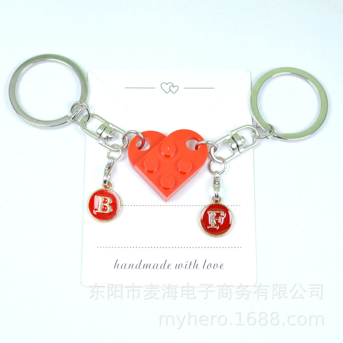 Wholesale Alloy Letter Pendant 2 in 1 Detachable Love Building Block Keychain JDC-KC-Maih003