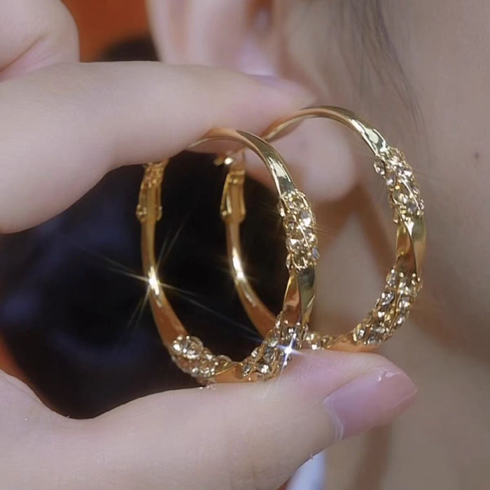 Wholesale Purple Diamond Super Flash Large Hoop Earrings Women's Exaggerated