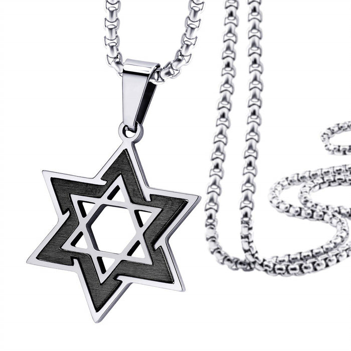 Wholesale Personalized Fashion Necklace Two tone Stainless Steel David Star Pendant Necklace