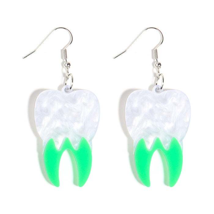 Wholesale Acrylic Halloween Colorful Stitching Teeth Earrings JDC-ES-Zhanh003