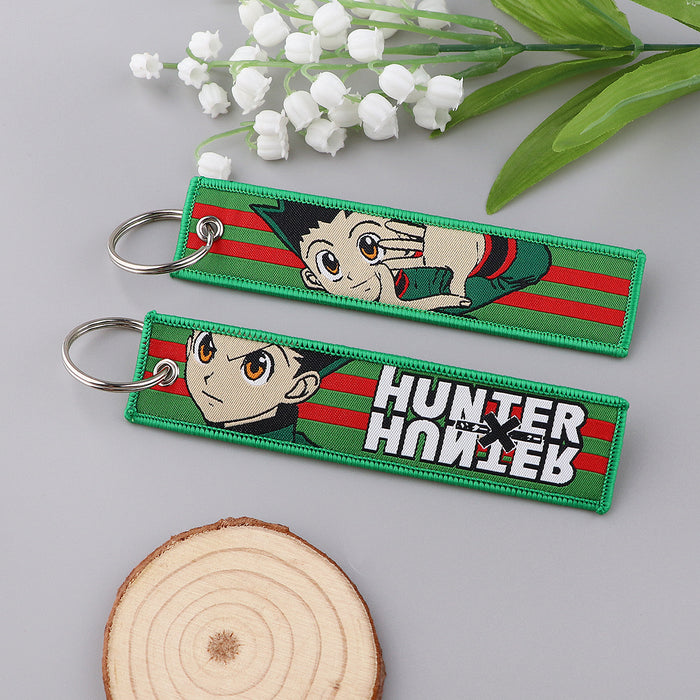 Wholesale Cartoon  Anime Woven Label Keychain Lanyard Woven Fabric